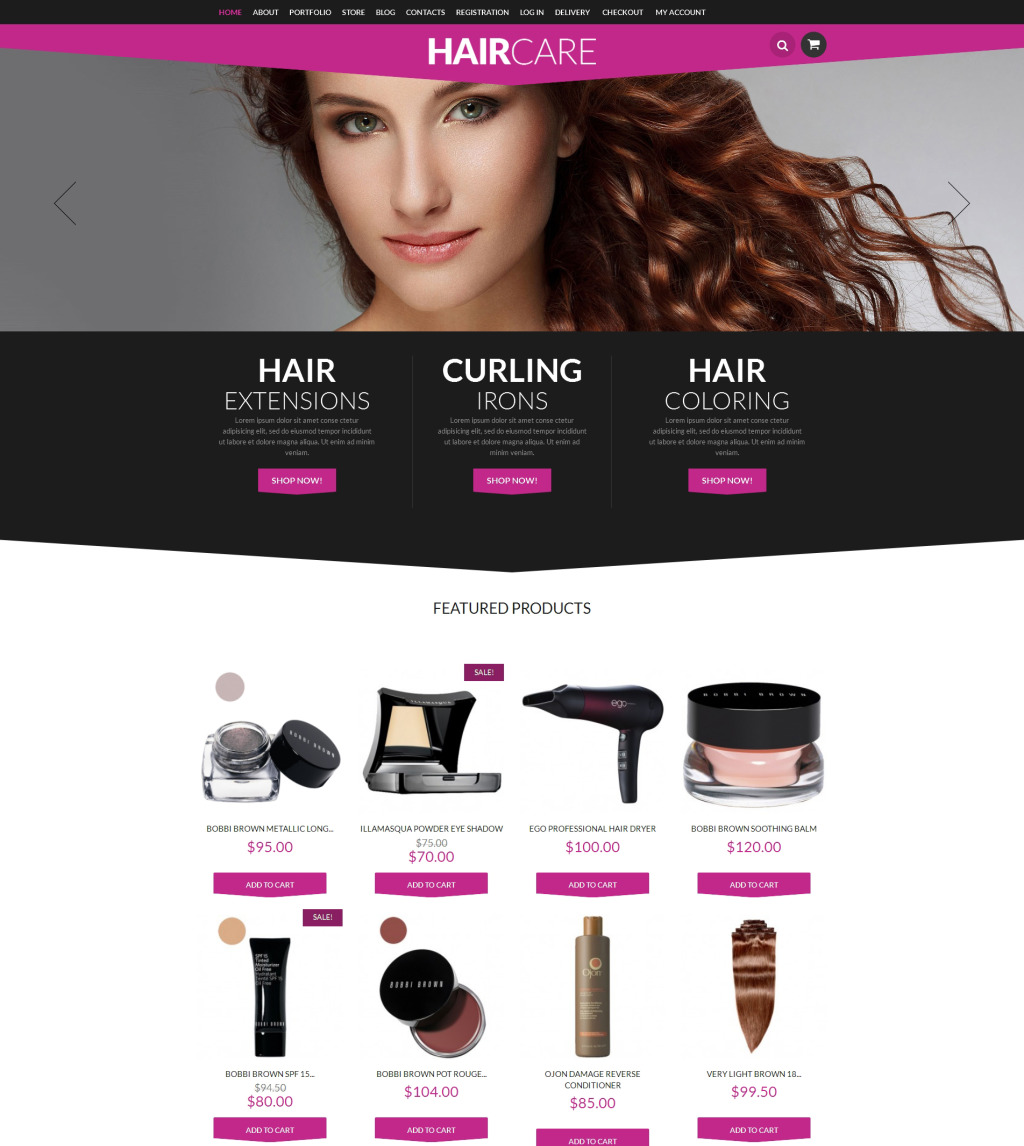 Live preview for Hair Styling Supplies Shop WooCommerce Theme #49632