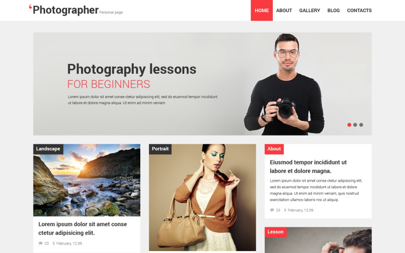 Photographer Portfolio Responsive WordPress Theme