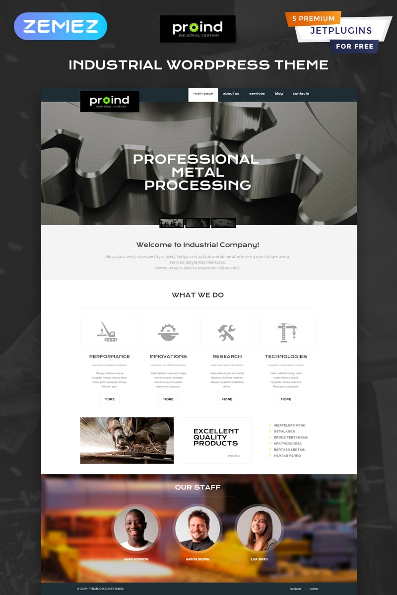 "Proind - Industrial Services Multipurpose Modern Elementor" 响应式WordPress模板 #49645