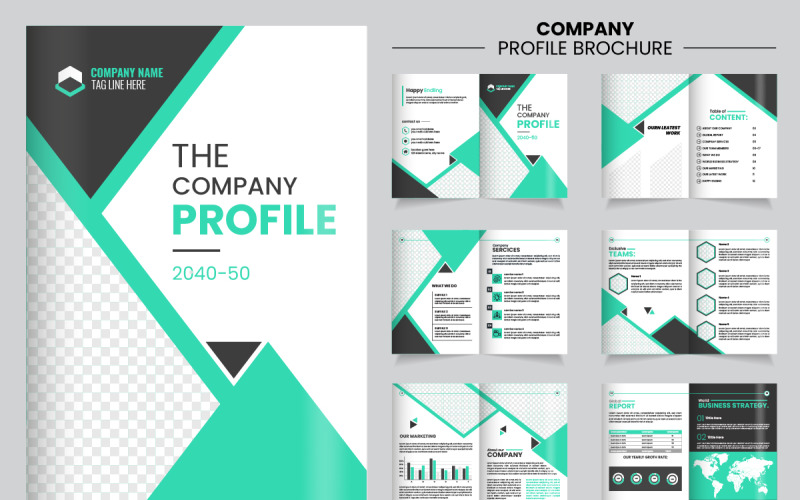 Company profile bi-fold brochure template Illustration