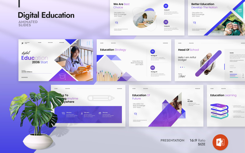 2037 Digital Education Presentation PowerPoint Template