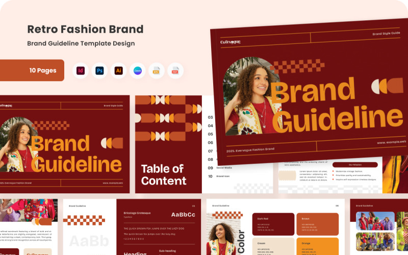 Retro Vintage Fashion Brand Guideline - Modern and Elegant Magazine Template