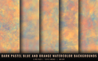 Dark Pastel Blue and Orange Watercolor Backgrounds