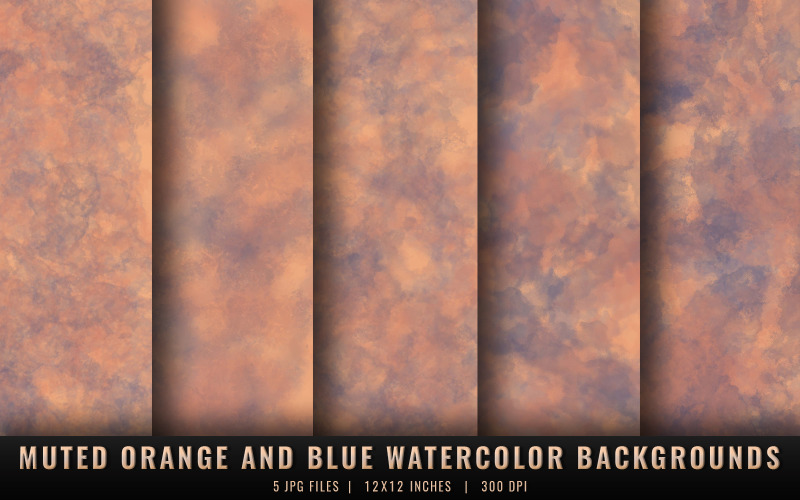 Muted Orange and Blue Watercolor Backgrounds
