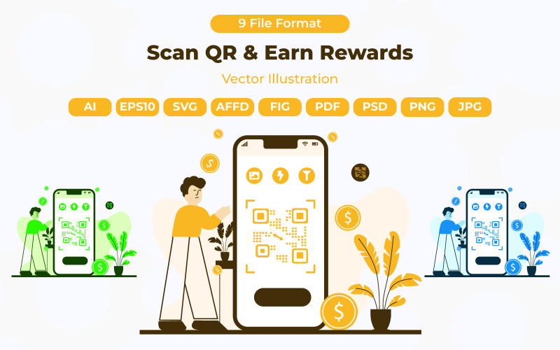 Scan QR & Earn Rewards – Modern Digital Concept Illustration