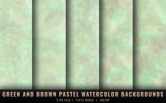Soft Green and Brown Pastel Watercolor Backgrounds
