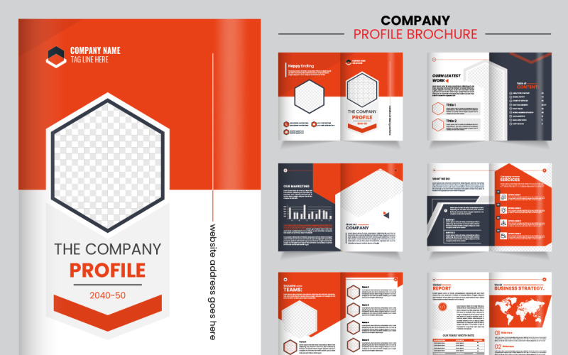 Company profile brochure design showcasing various modern layout, Illustration