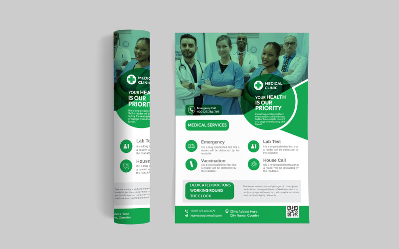 Medical Healthcare Flyer Design Template. Corporate Identity