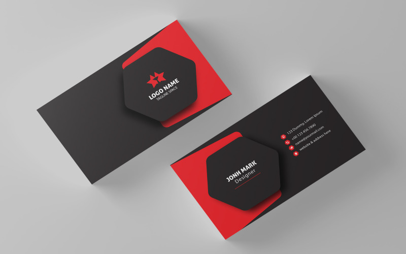 Red and black business card with clean minimal style Corporate Identity
