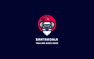 Santa Koala Simple Mascot Logo