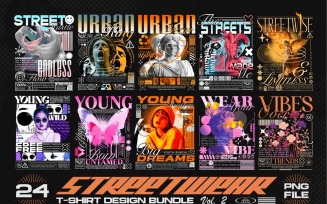 Streetwear Graphic T-shirt Designs PNG Bundle Vol.2