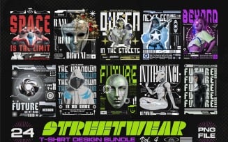Streetwear Graphic T-shirt Designs PNG Bundle Vol4