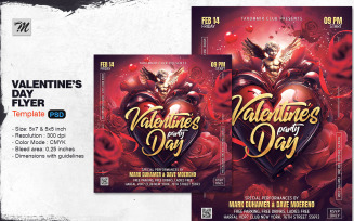 Valentines Day Party Flyer Template PSD