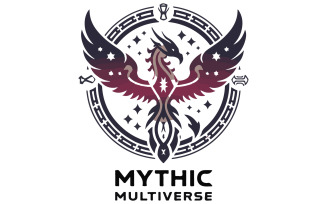 A logo design of a Phoenix illustration