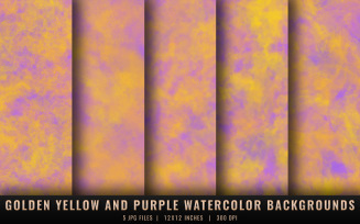 Golden Yellow and Purple Watercolor Backgrounds