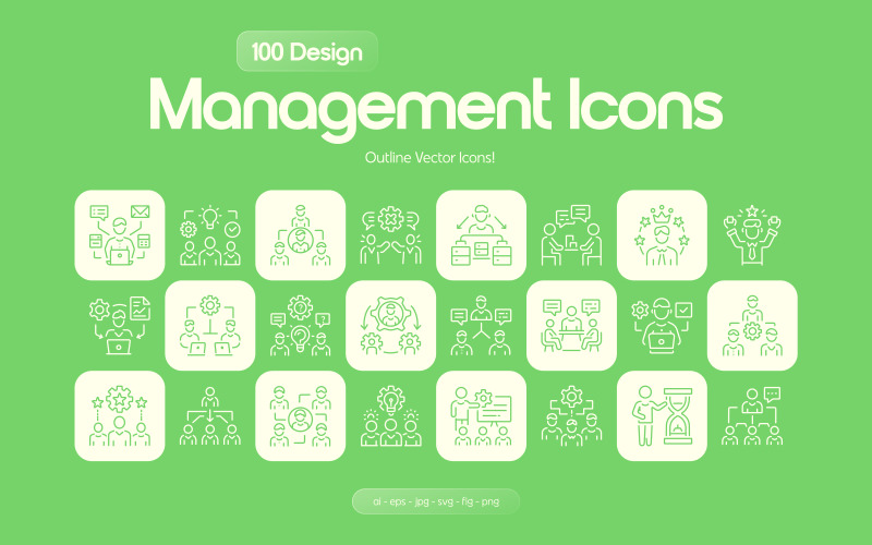 Modern Management Icons Set Icon Set