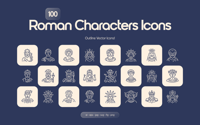Modern Roman Characters Icons Icon Set
