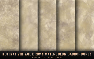 Neutral Vintage Brown Watercolor Backgrounds