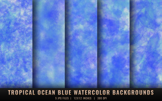 Tropical Ocean Blue Watercolor Backgrounds