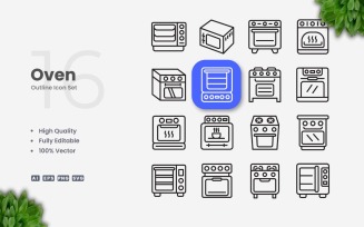 16 Oven Outline Icon Collection