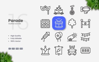 16 Parade Outline Icon Set