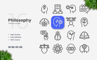 16 Philosophy Outline Icon Set