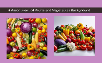 Assortment of Fruits and Vegetables Background