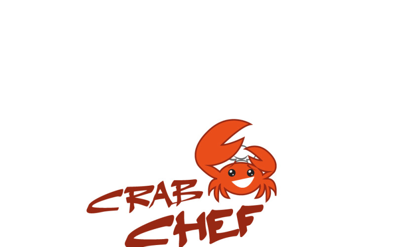 Cute crab chef cartoon vector illustration. Logo Template