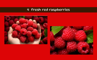 Fresh red raspberries AI image