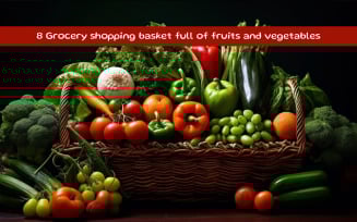 Grocery shopping basket full of fruits and vegetables
