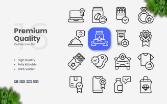 16 Premium Quality Outline Icon Set
