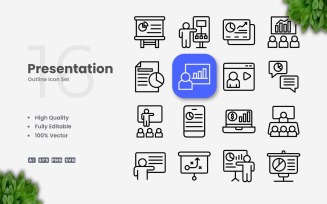 16 Presentation Outline Icon Set