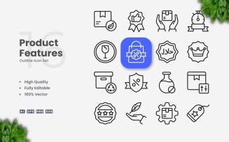 16 Product Features Outline Icon Set