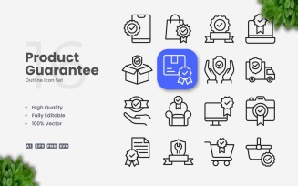 16 Product Guarantee Outline Icon Set