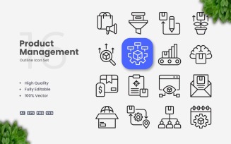 16 Product Management Outline Icon Set