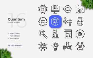 16 Quantum Outline Icon Set