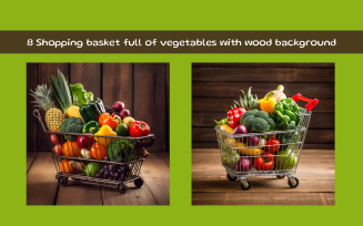 Shopping basket full of vegetables and fruits