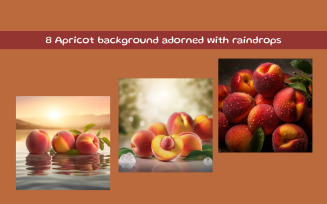 Fresh apricot background adorned with raindrops