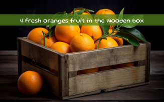 Fresh oranges fruit in the wooden box