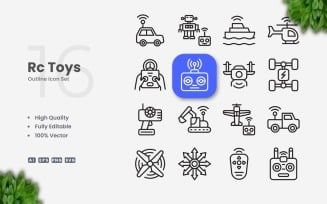 16 RC Toys Outline Icon Set