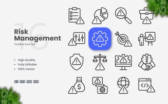 16 Risk Management Outline Icon Set