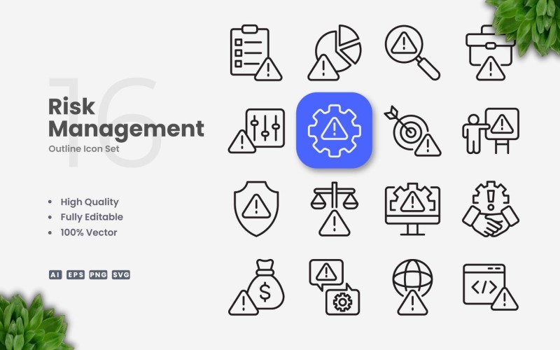 16 Risk Management Outline Icon Set