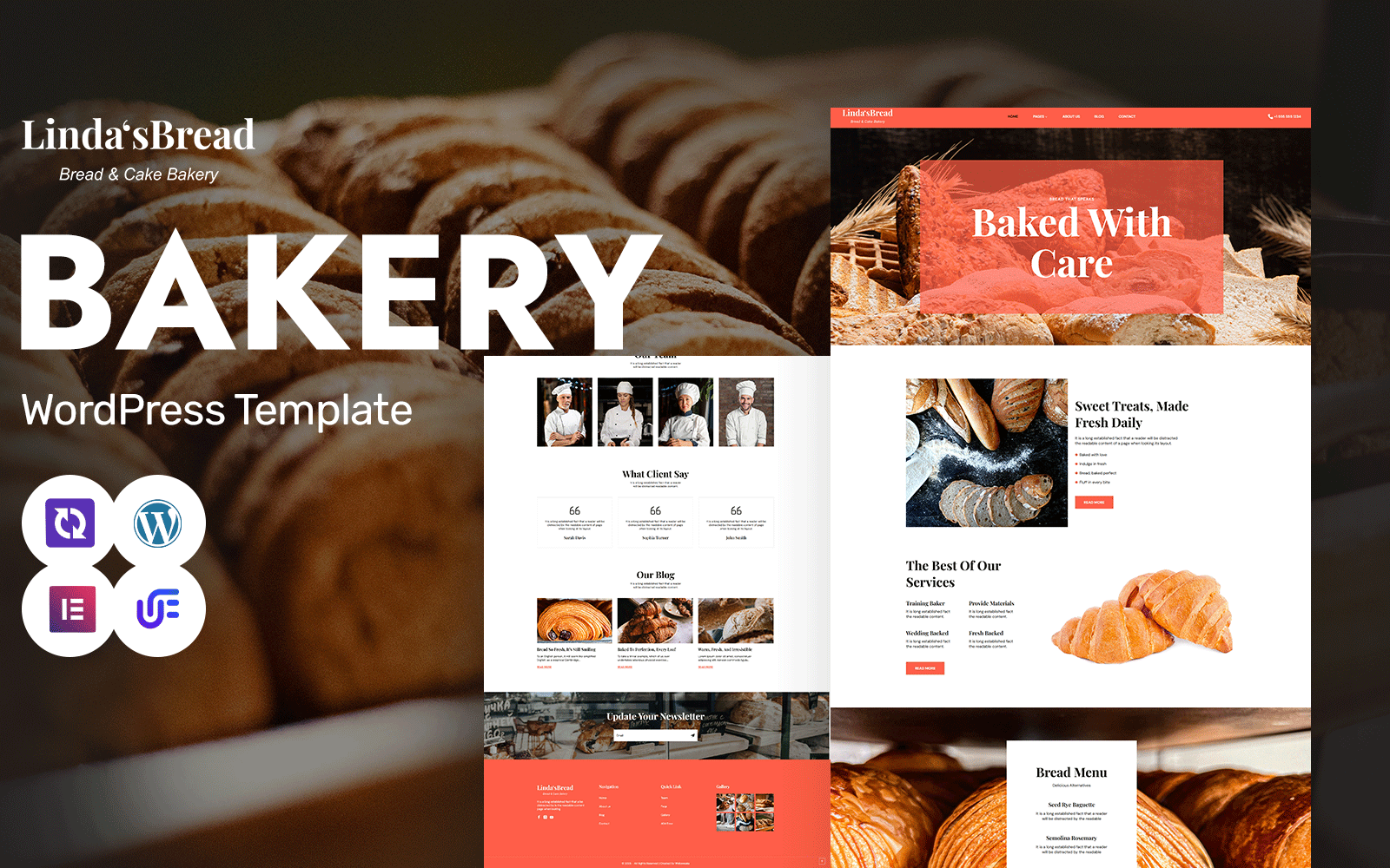 Linda's Bread - Bakery And Organic Bread WordPress Elementor Theme WordPress Theme