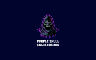 Purple Skull Mascot Cartoon Logo