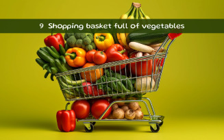 Shopping basket full of vegetables and fruit