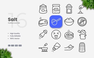 16 Salt Outline Icon Collection