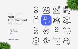 16 Self Improvement Outline Icon Set