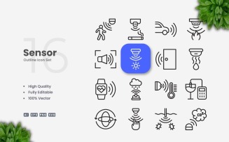 16 Sensor Outline Icon Set