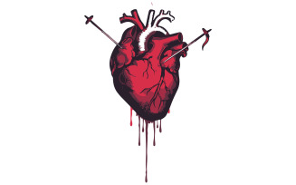 A red heart pierced illustration