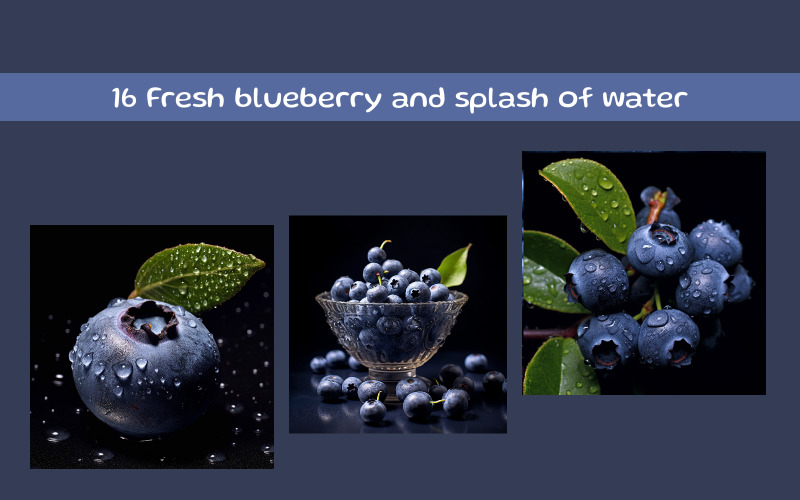 Fresh blueberry and splash of water AI image Illustration